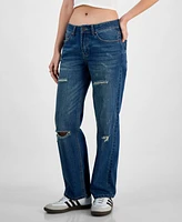 Gogo Jeans Juniors' Destructed Dream Fit Wide-Leg Denim