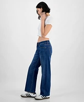 Gogo Jeans Juniors' Dream Fit Mid Rise Wide-Leg Denim