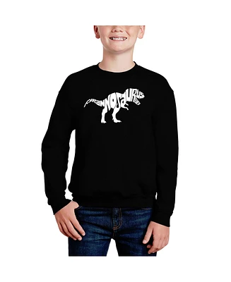 La Pop Art Boys Tyrannosaurus Rex Word Crewneck Sweatshirt