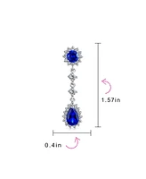 Bling Jewelry Statement Teardrop Pave Crown Halo Cubic Zirconia Cz Dangle Chandelier Clip On Earrings For Women Non-Pierced