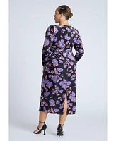 Eloquii Plus Printed Velvet Midi Dress