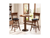 Gouun Set of 2 Swivel Bar Stools with Rubber Wood Frame- inches