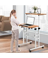 Gouun 2 in 1 Height Adjustable Sit Standing Computer Desk