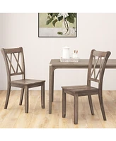 Gouun Set of 2 Wooden Dining Chairs Mid Century Farmhouse Retro Kitchen Chairs