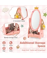 Gouun Kids Full Length Mirror with 360 Degree Rotatable Design and Shelf