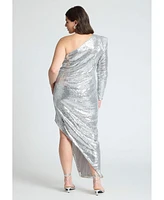 Eloquii Plus Strong Shoulder Sequin Dress With Slit