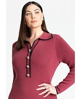 Eloquii Plus Size Ribbed Sweater Dress With Collar