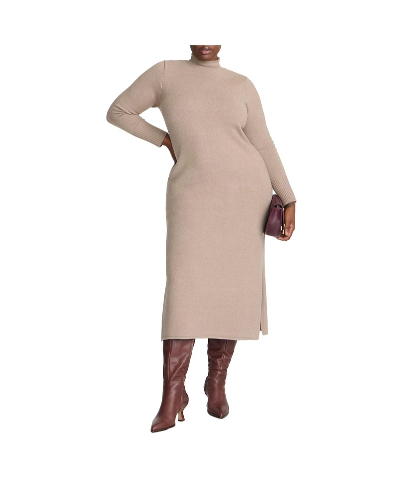 Eloquii Plus Size Elements Mock Neck Maxi Sweater Dress