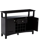 Kings Brand Furniture Syracuse Black Wood Buffet/Wine Cabinet