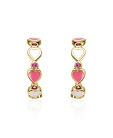 GiGiGirl 14K Gold Plated with Pink Cubic Zirconia Heart Hoop Earrings