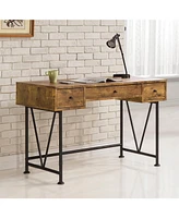 Slickblue Farmhouse Rustic Home Office 3 Drawer Writing Desk