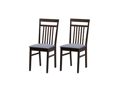 Slickblue Set of 2 - Classic Sturdy Wood Dining Chair with Grey Upholstered Seat Cushion