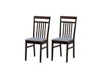 Slickblue Set of 2 - Classic Sturdy Wood Dining Chair with Grey Upholstered Seat Cushion