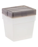 Iris Usa 36 Quart Snap Top Plastic Storage Bin, 6 Pack