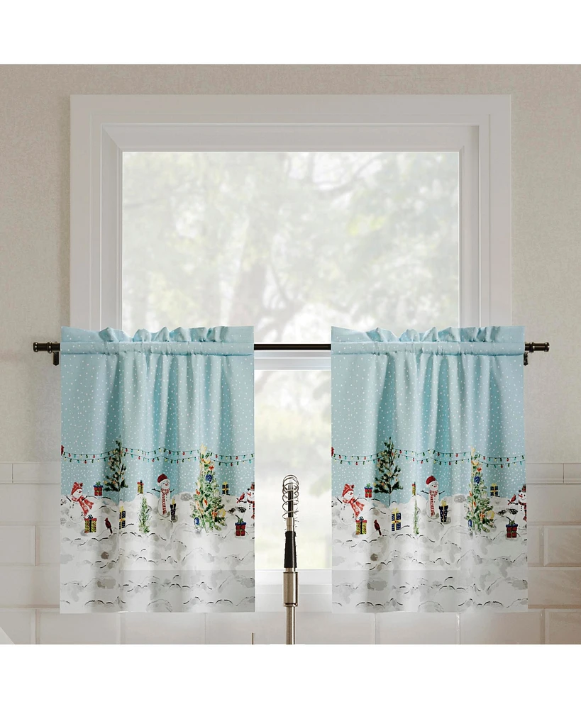 No. 918 Holiday Wonderland Semi-Sheer Rod Pocket Kitchen Curtain Tier Pair