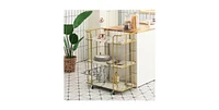 Slickblue 3 Tier Faux Marble Gold Rolling Bar Cart