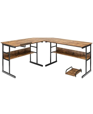 Gouun L-Shaped Computer Desk with Tiltable Tabletop