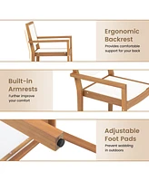 Gouun Stackable Outdoor Dining Chair Set of 2 with Acacia Wood Frame
