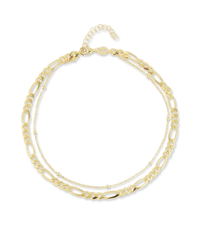 Rachel Zoe 14K Gold Plated Sterling Silver Double Layer Chain Anklet