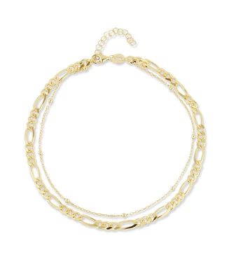 Rachel Zoe 14K Gold Plated Sterling Silver Double Layer Chain Anklet