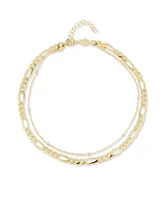 Rachel Zoe 14K Gold Plated Sterling Silver Double Layer Chain Anklet