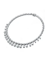 Cubic Zirconia Sterling Silver White Gold Plated Cubic Zirconia Evening Necklace