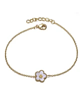 GiGiGirl Elegant 14k Gold Plated Flower Charm Bracelet