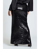 Eloquii Plus Size Dramatic Maxi Sequin Skirt With Slit