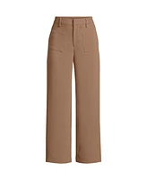 Lands' End Women's Crepe High Rise Patch Pocket Wide Leg Crop Pants