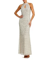 Mac Duggal Women's Embellished Halter Neck Keyhole Gown