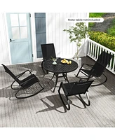 Gouun 2 Pieces Patio Rocking Chairs Outdoor Sling Fabric Rockers with Ergonomic Backrest and Seat