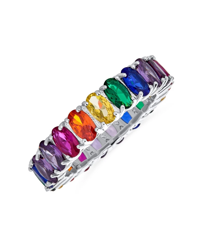Bling Jewelry Art Deco Style Cz Cubic Zirconia Eternity Baguette Band Ring For Women .925 Sterling Silver 4MM
