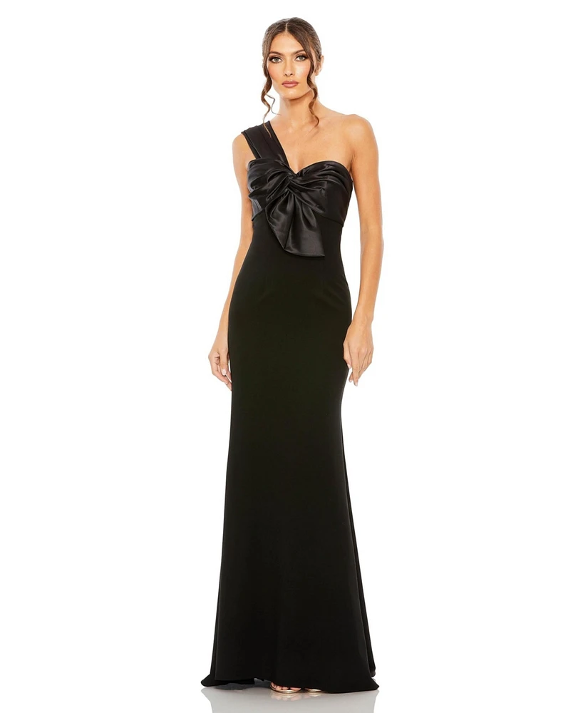 Mac Duggal Women's One Shoulder Draped Trumpet Gown