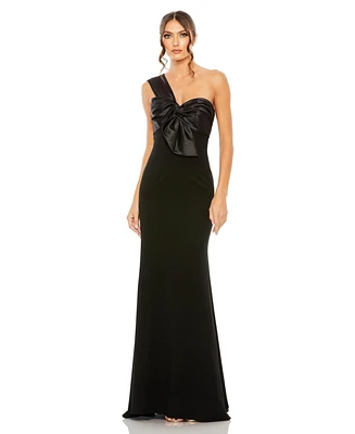 Women's One Shoulder Draped Trumpet Gown