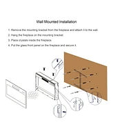 Mondawe 42 Inch Recessed Ultra Thin Tempered Glass Front Wall Mounted Electric Fireplace With Remote