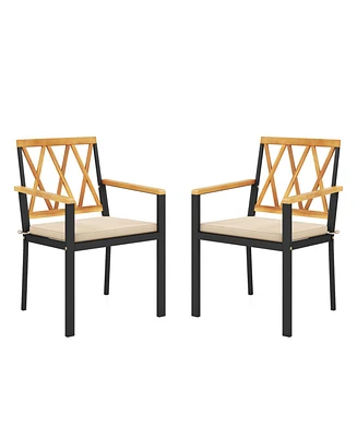 Gouun Set of 2 Patio Dining Chairs with Removable Padded Cushions-18 Inches