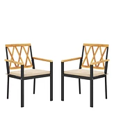 Gouun Set of 2 Patio Dining Chairs with Removable Padded Cushions-18 Inches