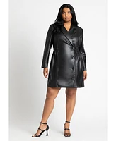 Eloquii Plus Faux Leather Elastic Waist Blazer Dress