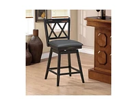 Slickblue Set of 2 Wood Counter Height Farmhouse Bar Stools with Swivel Cushioned Seat