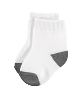 Hudson Baby Baby Boys Hudson Unisex Cotton Rich Newborn and Terry Socks, Gray White Star, 12-24 Months