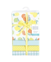 Hudson Baby Infant Girl Cotton Poly Flannel Receiving Blankets, Citrus Mint, One Size