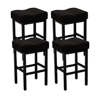 Dyhome Counter Height Bar Stools Set of 4, 27 Inches Modern Kitchen Stools, Metal Legs Backless Saddle Stool Chair for Island, Dining Room