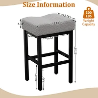 Dyhome Counter Height Bar Stools Set of 4, 27 Inches Modern Kitchen Stools, Metal Legs Backless Saddle Stool Chair for Island, Dining Room