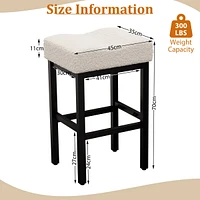 Dyhome Counter Height Bar Stools Set of 4, 27 Inches Modern Kitchen Bar Stools, Metal Legs Backless Saddle Stool Chair for Kitchen Island, Dining Room