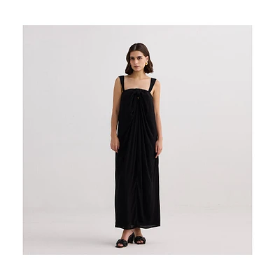 Reistor Women's Twilight Twist Strappy Maxi Dress Black