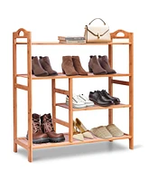 Gouun 4 Tiers Multifunction Bamboo Storage Shoe Rack for Entryway Hallway