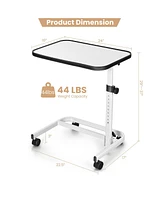 Gouun Rolling Overbed Bedside Table with 9-Level Adjustable Height