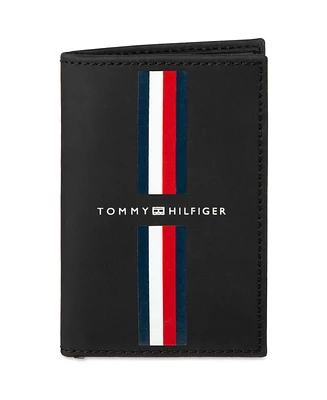 Tommy Hilfiger Men's Striped Leather Pop Up Card Holder Duofold Wallet