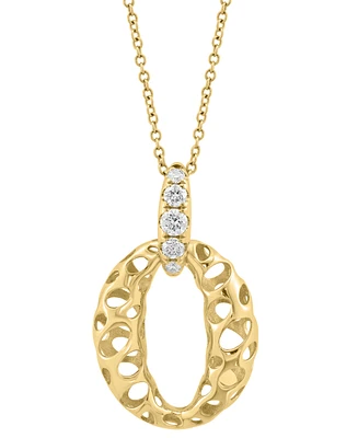 Effy Collection Diamond Openwork Oval Pendant 18" Necklace (1/5 ct. t.w.) in 14k Gold