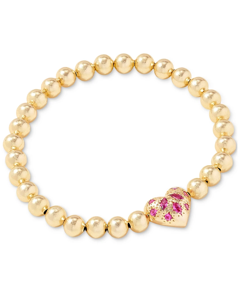 Kendra Scott Mixed-Cut Stone Heart Charm Beaded Stretch Bracelet